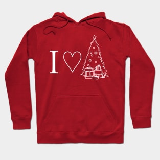 White Line Drawing I Love Christmas Hoodie